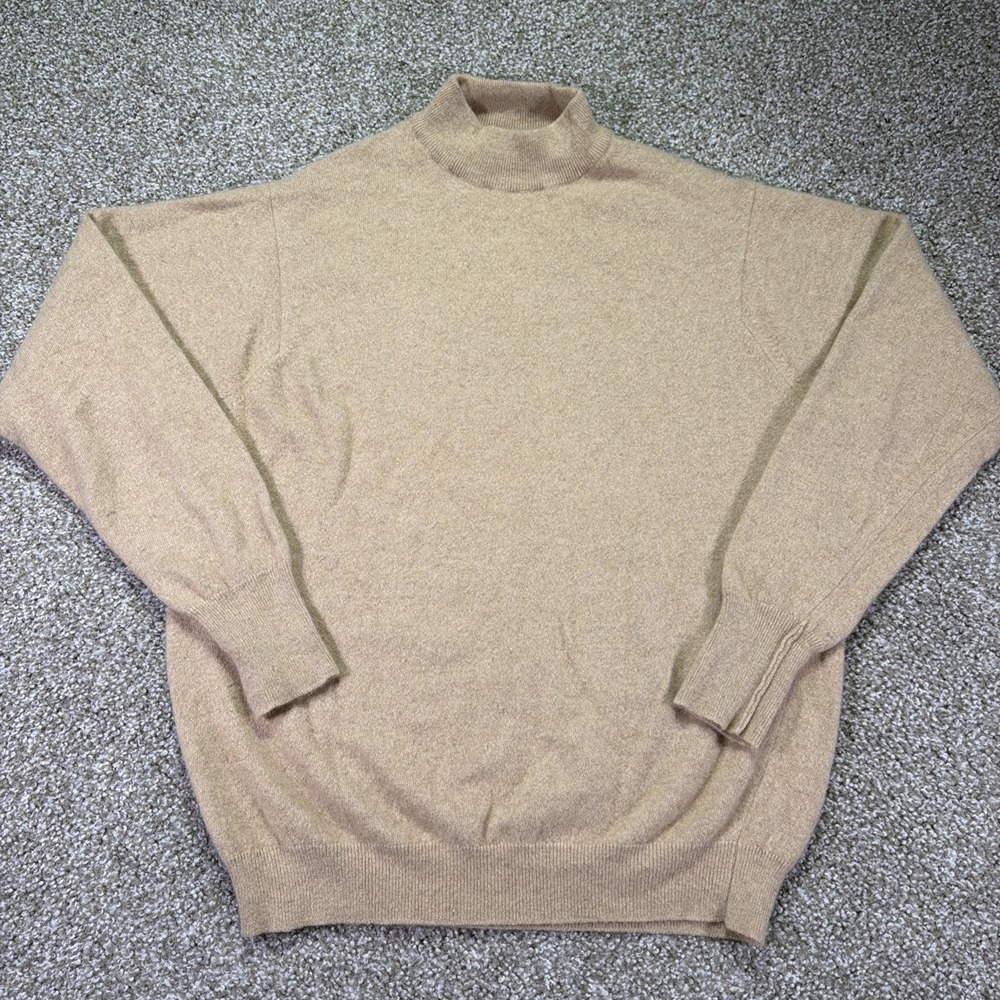 Bullock And Jones Vintage 100% Cashmere Sweater 70s Made In Scotland Tan Large